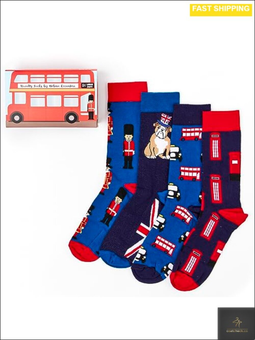 Novelty Socks Gift Box Set 4 Pairs British London Bus Cotton Blend Men Women